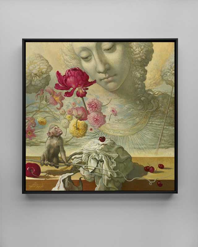 "Monkey Watching Dancing Flowers" Limited Edition Giclee Canvas Wall Art